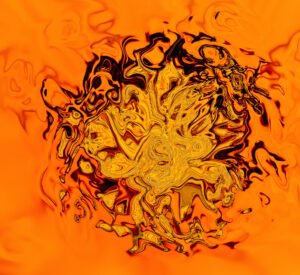 orange color shades on light orange background in orange fluid shape with black shades.